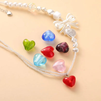 10 PCS/Package Glass Heart Shape Beads