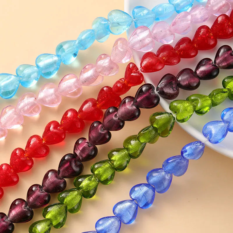 10 PCS/Package Glass Heart Shape Beads