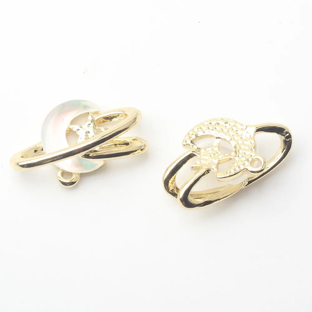 10 Pcs/Package Sweet Simple Style Star Moon Alloy Plating Inlay Jewelry Accessories