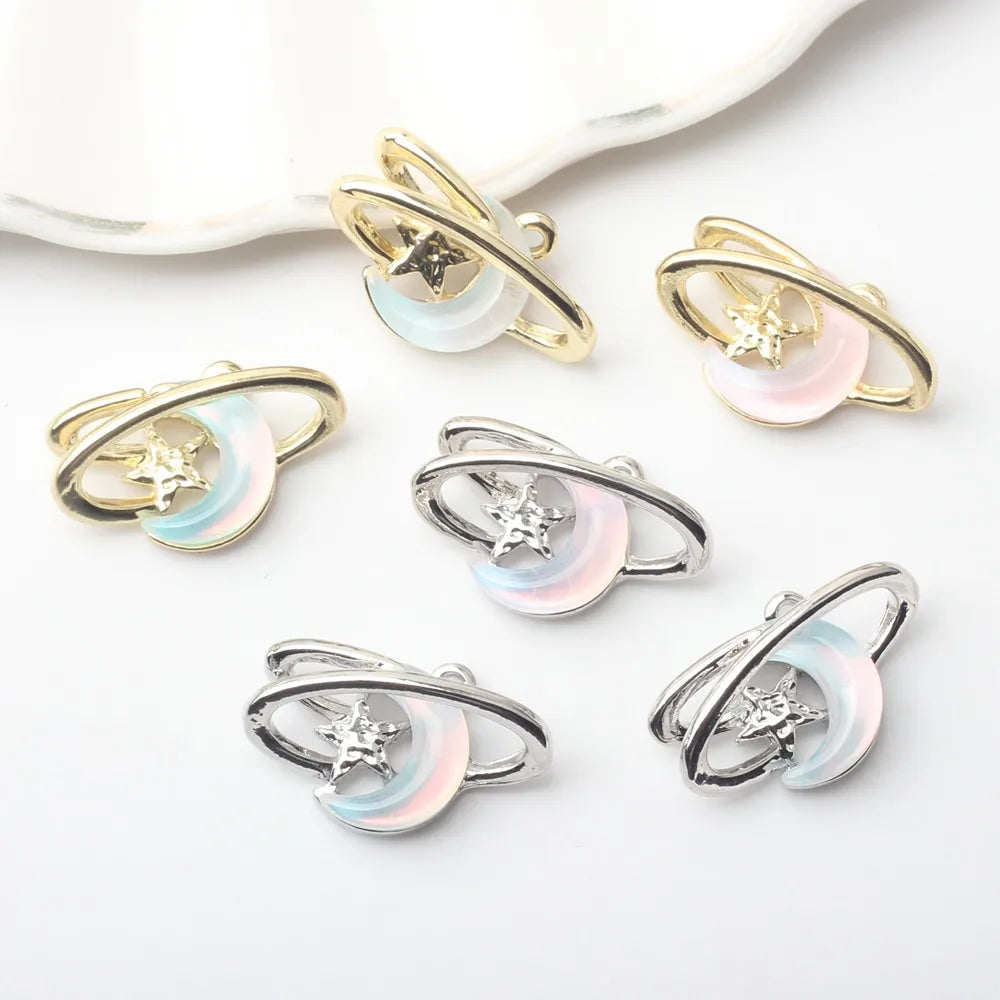 10 Pcs/Package Sweet Simple Style Star Moon Alloy Plating Inlay Jewelry Accessories