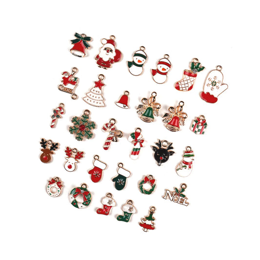 10 PCS/Package Zinc Alloy Christmas Tree Santa Claus Christmas Socks Pendant