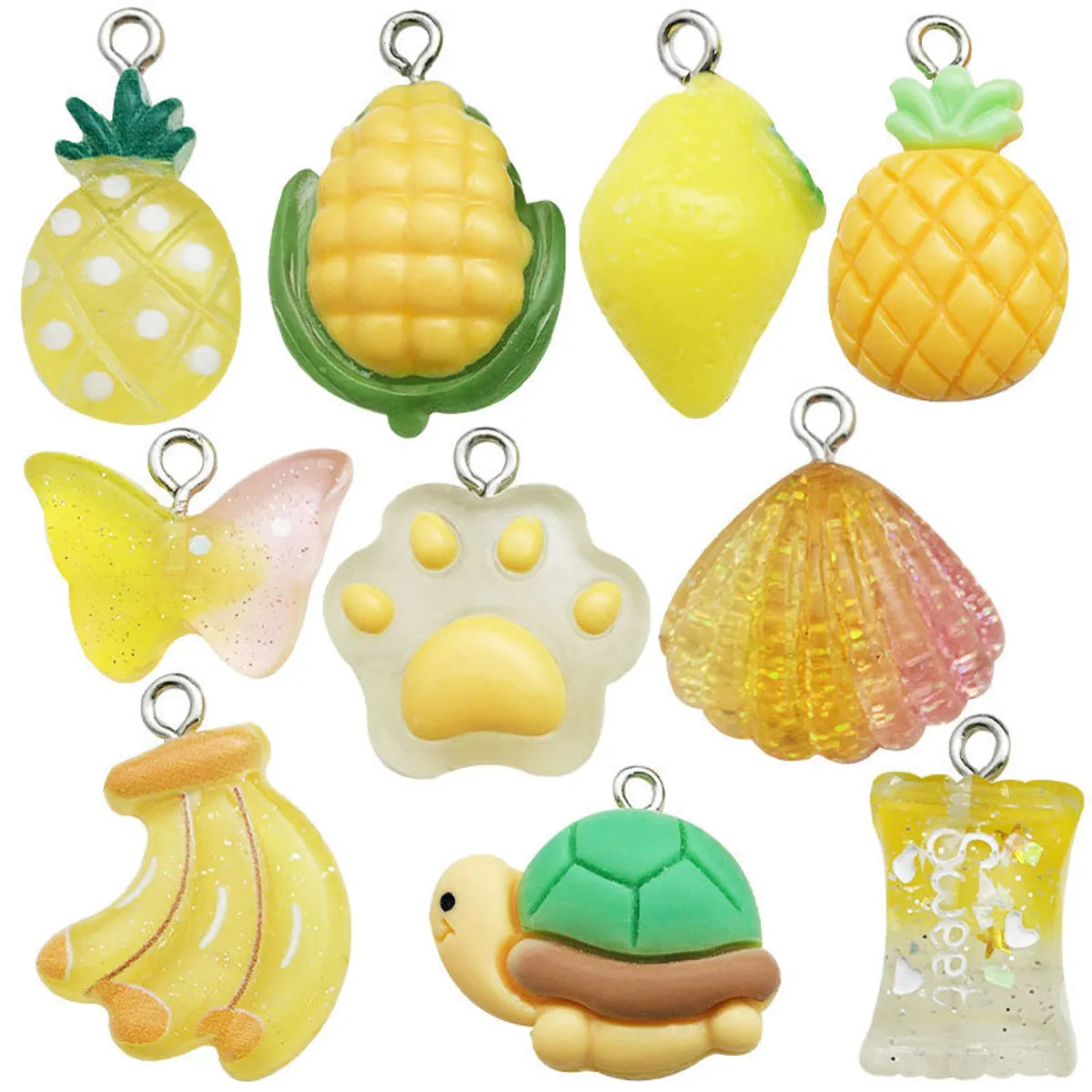 10 Pieces 10-30mm Resin Animal Fruit Dice Pendant