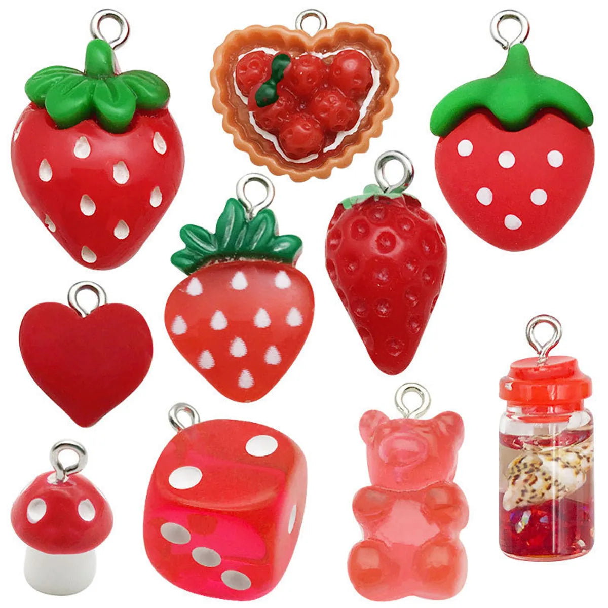 10 Pieces 10-30mm Resin Animal Fruit Dice Pendant