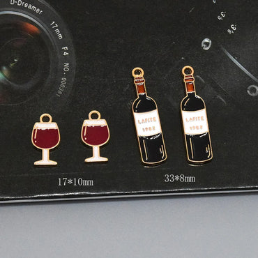 10 Pieces Alloy Wine Glass Pendant