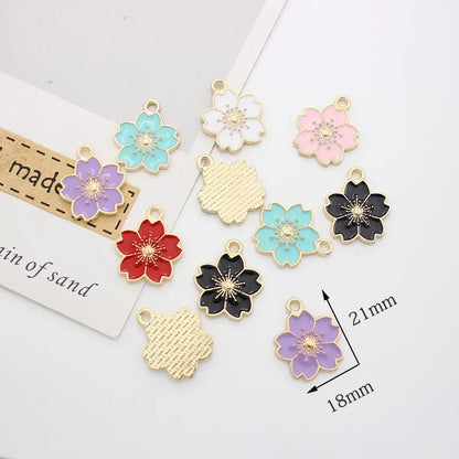 10 Pieces Diameter 3mm Hole 2~2.9mm Alloy Flower Pendant