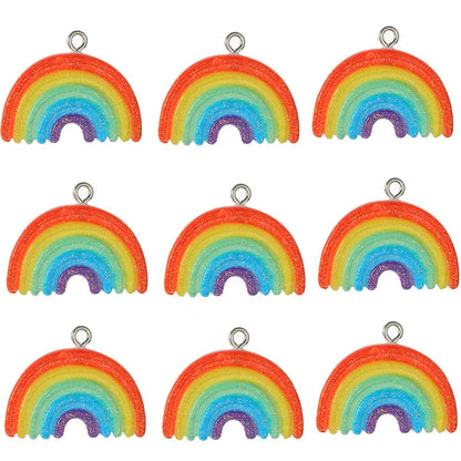 10 Pieces Simple Style Rainbow Alloy Resin Epoxy Pendant Jewelry Accessories