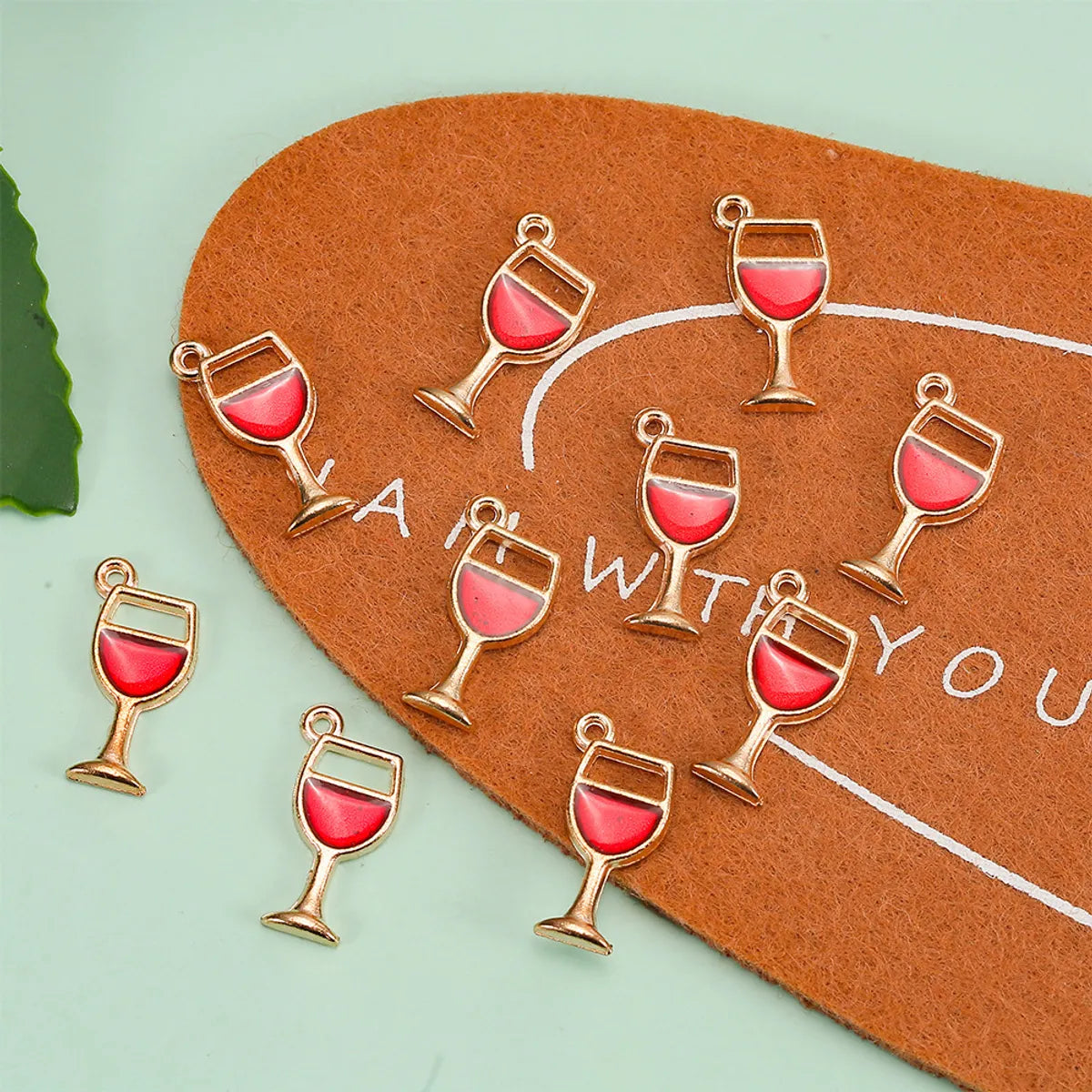 10 Pieces Simple Style Wine Glass Alloy Enamel Pendant Jewelry Accessories