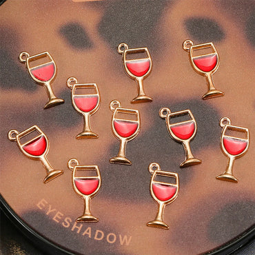 10 Pieces Simple Style Wine Glass Alloy Enamel Pendant Jewelry Accessories