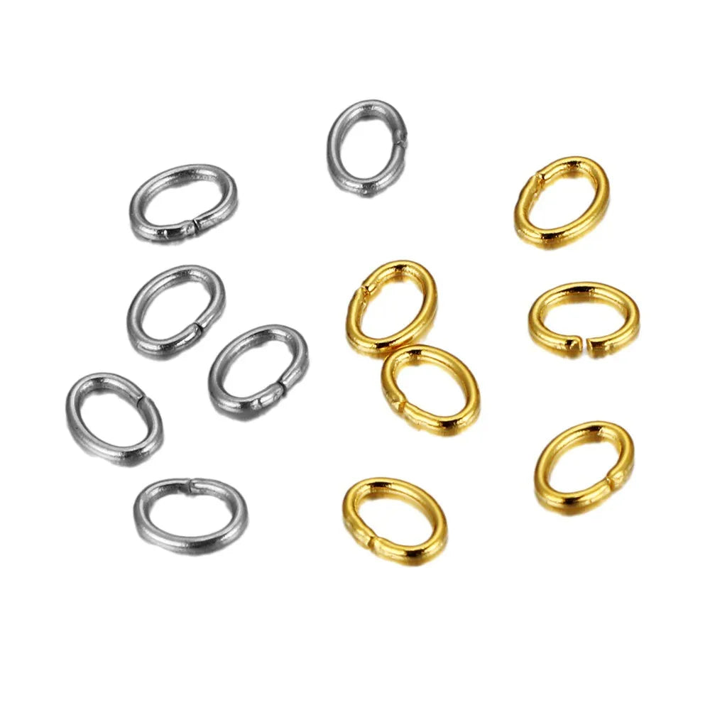 100 PCS/Package 3 * 4mm Stainless Steel 18K Gold Plated Solid Color Polished Broken Ring