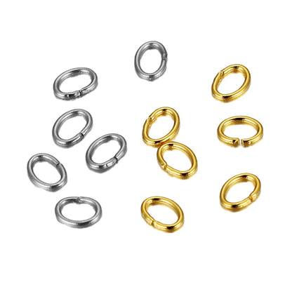 100 PCS/Package 3 * 4mm Stainless Steel 18K Gold Plated Solid Color Polished Broken Ring