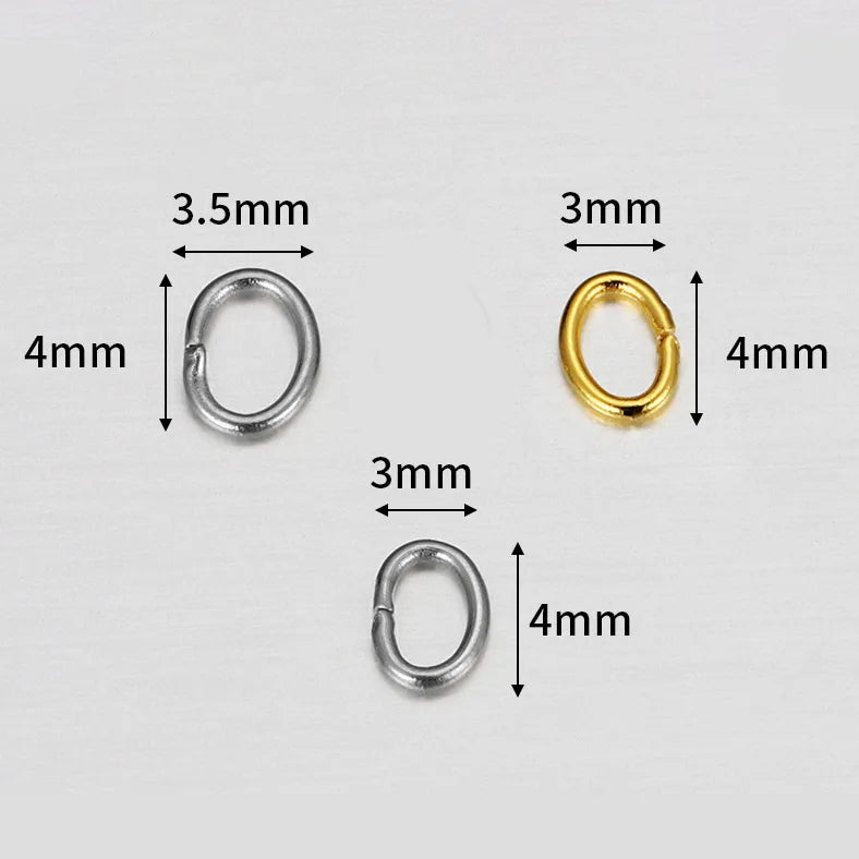 100 PCS/Package 3 * 4mm Stainless Steel 18K Gold Plated Solid Color Polished Broken Ring