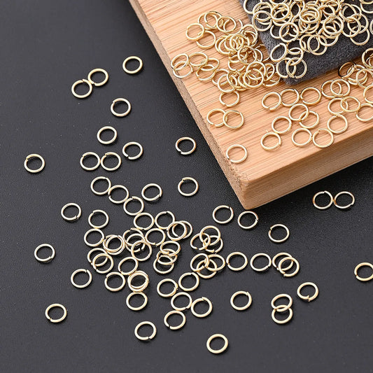 100 PCS/Package 3.5x0.5mm 3x0.5mm 4x0.5mm Hole 2~2.9mm Hole 3~3.9mm 304 Stainless Steel 18K Gold Plated Circle Simple Solid Color Polished Open Jump Rings