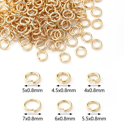 100 PCS/Package 4.5x0.8mm 4x0.8mm 5x0.8mm Hole 2~2.9mm Hole 3~3.9mm Hole 4~4.9mm 304 Stainless Steel 18K Gold Plated Circle Simple Solid Color Polished Open Jump Rings