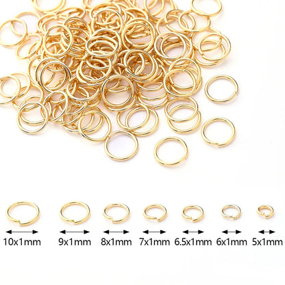 100 PCS/Package 50 PCS/Package 5x1mm 6.5x1mm 6x1mm Hole 3~3.9mm Hole 4~4.9mm Hole 5~5.9mm 304 Stainless Steel 18K Gold Plated Circle Simple Solid Color Polished Open Jump Rings