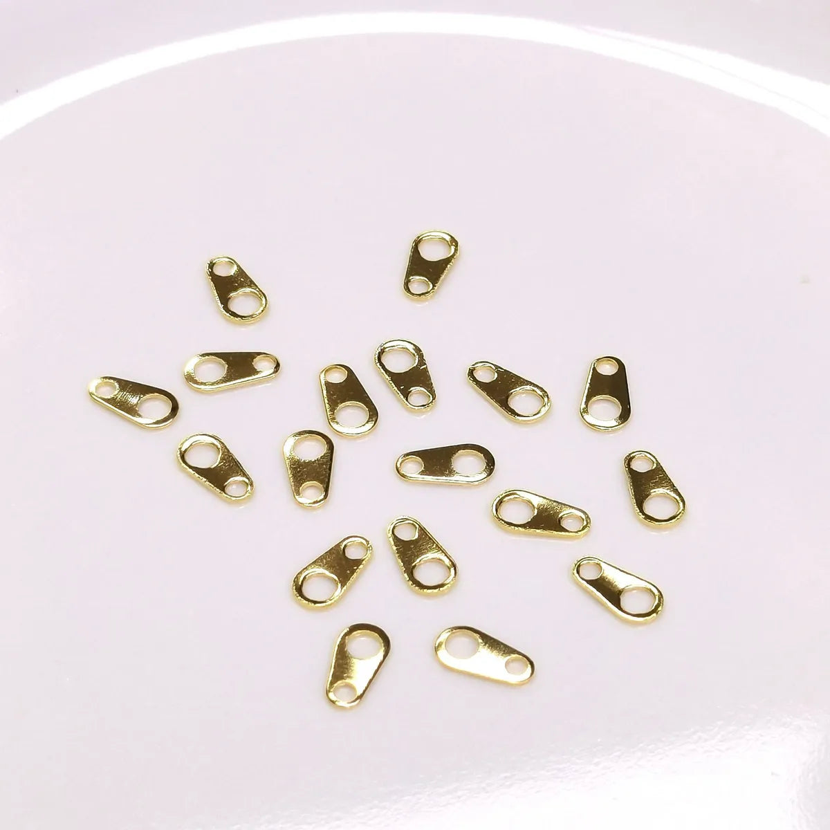 100 PCS/Package 6 * 3mm Copper 14K Gold Plated Solid Color Polished Tail Connecting Sheet