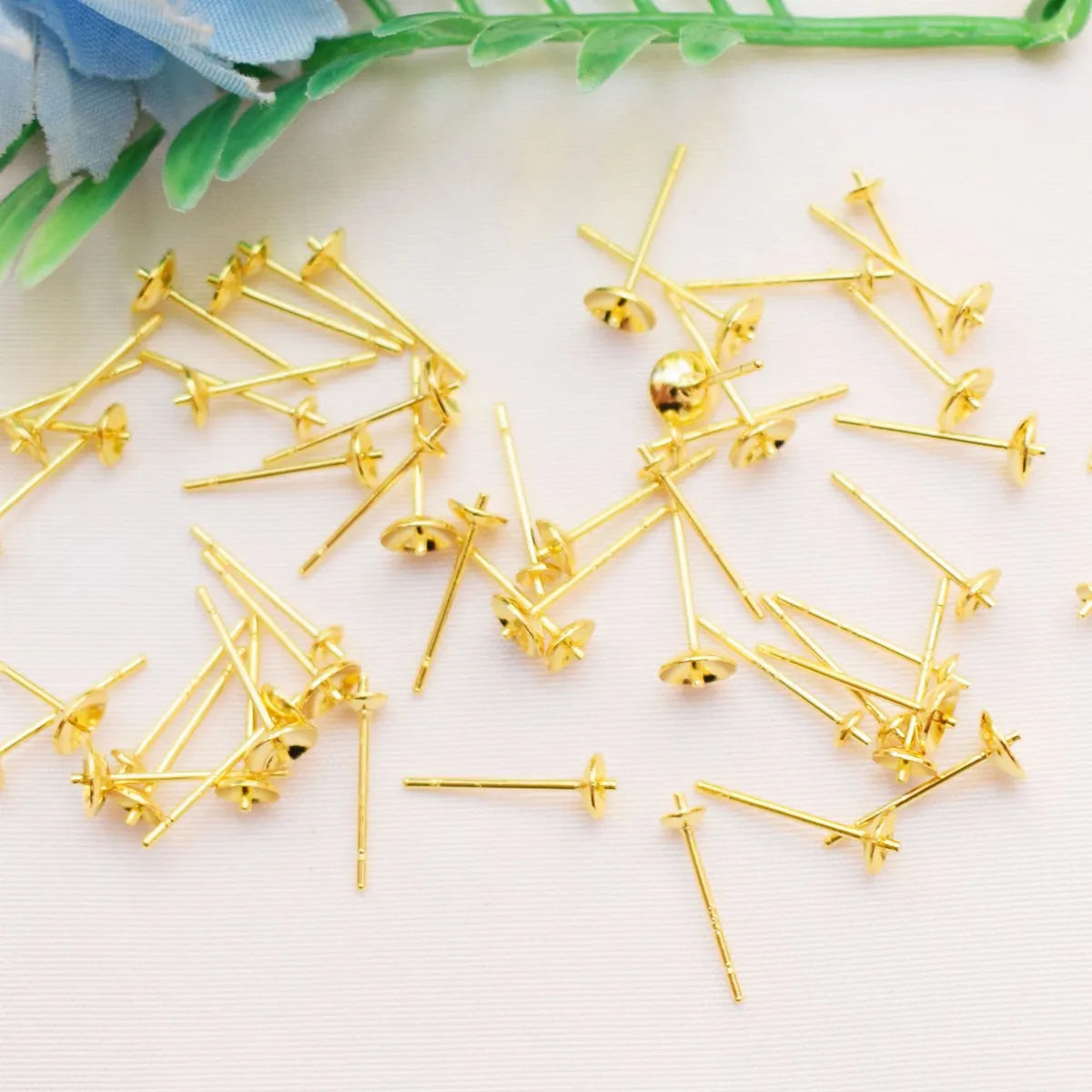 100 PCS/Package Diameter 3mm Diameter 4mm Diameter 5mm Copper 14K Gold Plated Solid Color Earring Findings