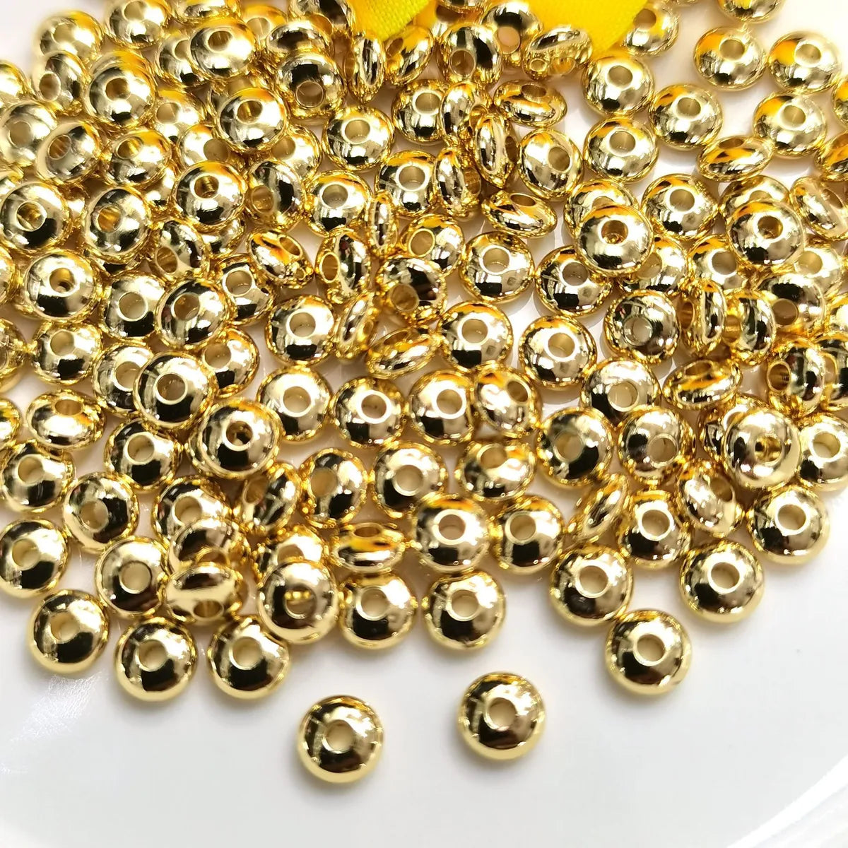 100 PCS/Package Diameter 4mm Diameter 5mm Hole 1~1.9mm Copper 14K Gold Plated 18K Gold Plated Solid Color Polished Spacer Bars