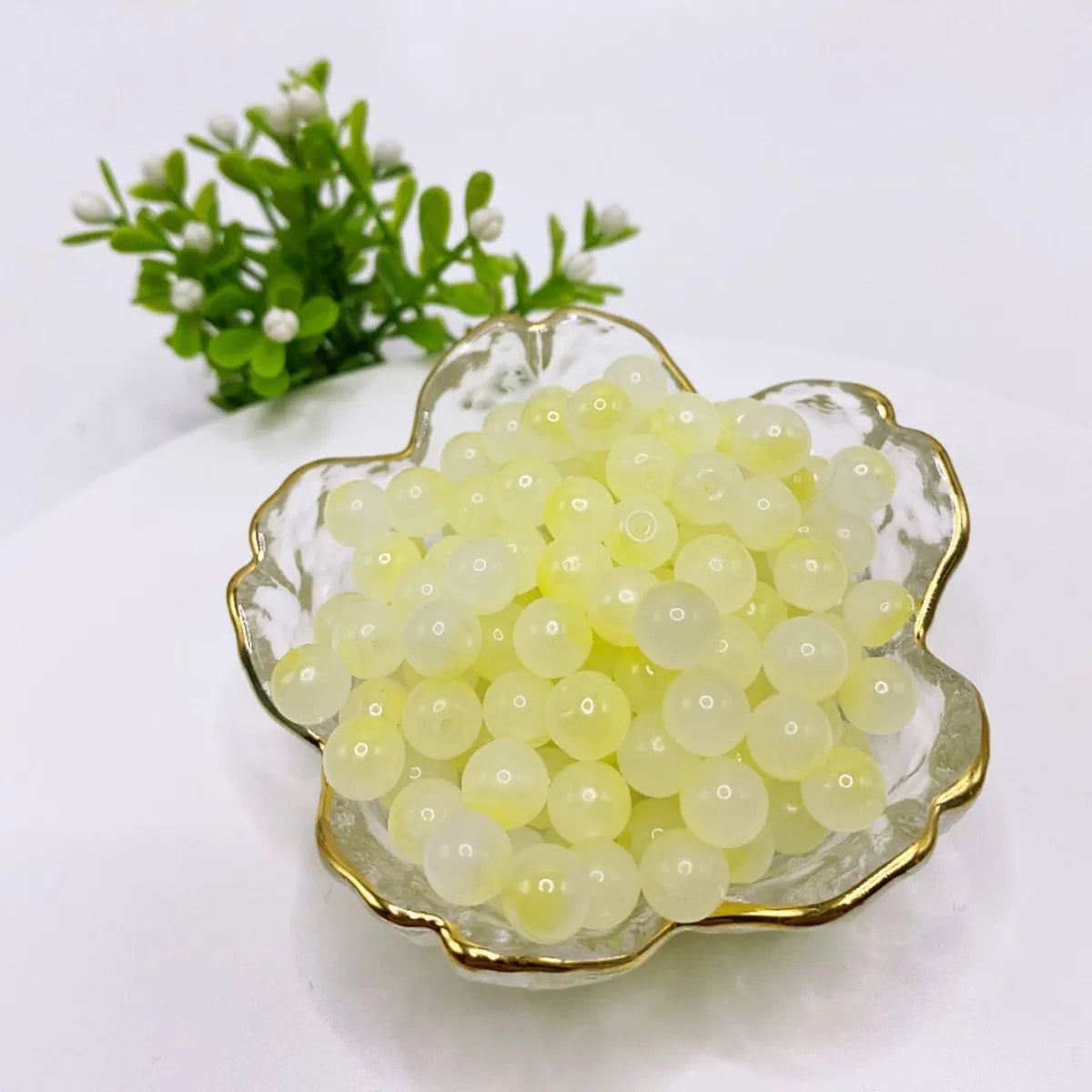 100 PCS/Package Glass Solid Color Beads