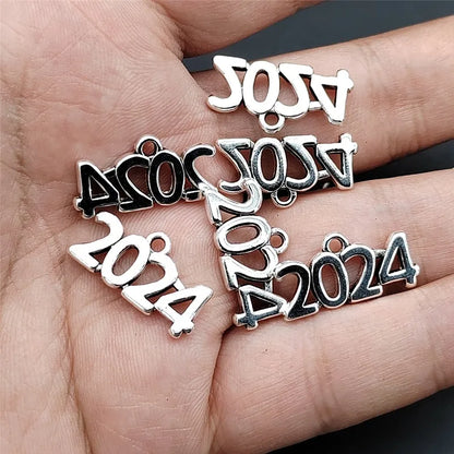 100 Pcs/Package Simple Style Number Alloy Plating Pendant Jewelry Accessories