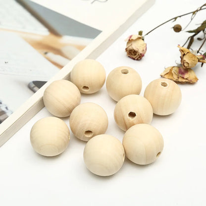 100 PCS/Package Wood Solid Color Beads