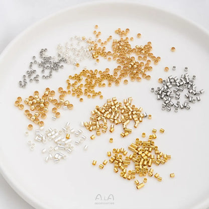 100 Pieces Diameter 1.5mm Diameter: 2.5mm Diameter 3mm Copper 14K Gold Plated Solid Color Polished Beads