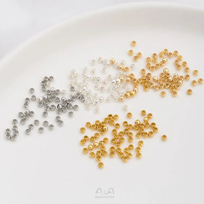 100 Pieces Diameter 1.5mm Diameter: 2.5mm Diameter 3mm Copper 14K Gold Plated Solid Color Polished Beads