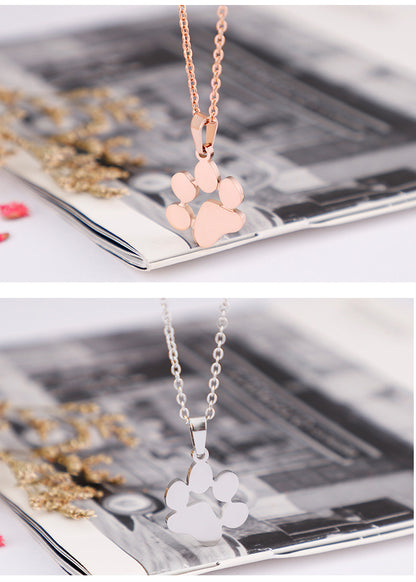 New Supply Cute Pet Mark Cute Animal Paw Necklace + Two-piece Earrings Set One Piece Dropshipping