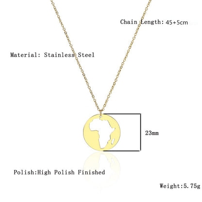 Fashion Map Titanium Steel Plating Pendant Necklace 1 Piece