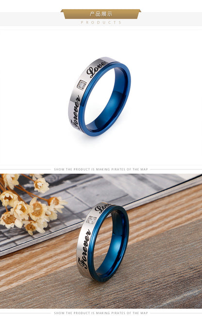 European And American Fashion New Style English Forever Love Eternal Love Inlaid Zircon Ring