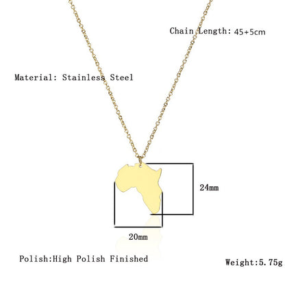 18k Fashion Simple Africa Map Stainless Steel Necklace Wholesale Gooddiy