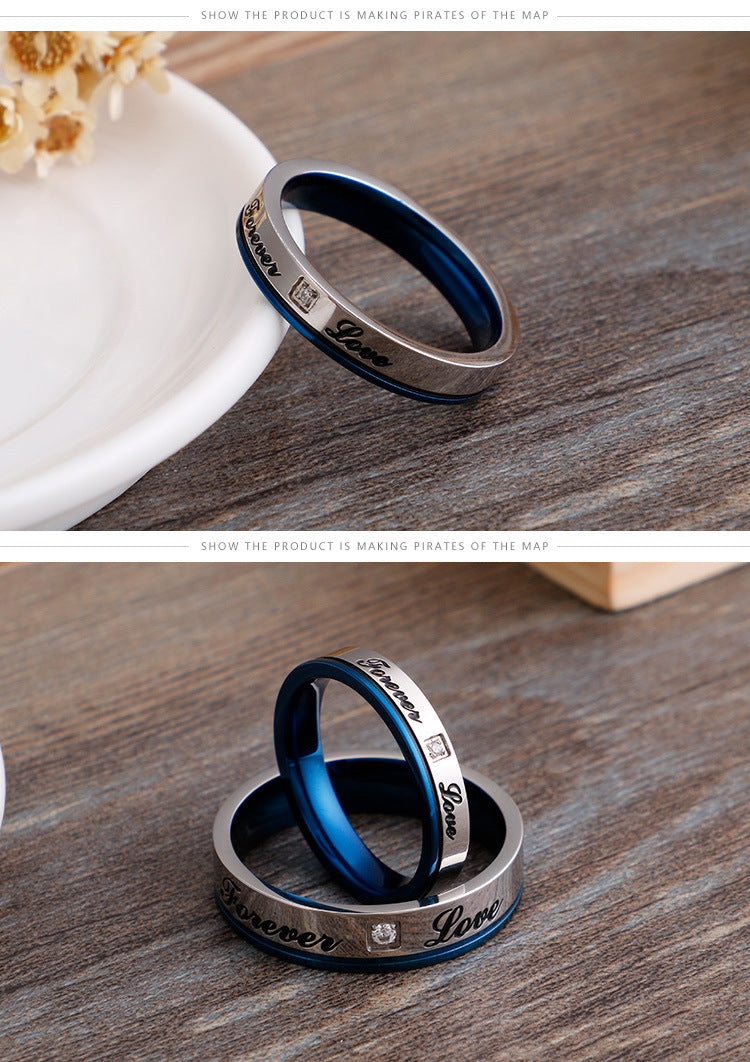 European And American Fashion New Style English Forever Love Eternal Love Inlaid Zircon Ring