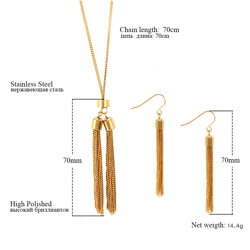 Simple Style Tassel Titanium Steel Plating Jewelry Set 2 Pieces