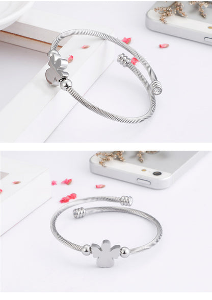 Kalen New Exquisite Titanium Ornament Japanese And Korean Style Simple Angel-shaped Zircon Bracelet Three Colors Optional