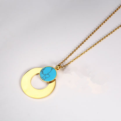 18k Gold-plated Blue Turquoise Geometric Necklace Earrings Set Wholesale Gooddiy