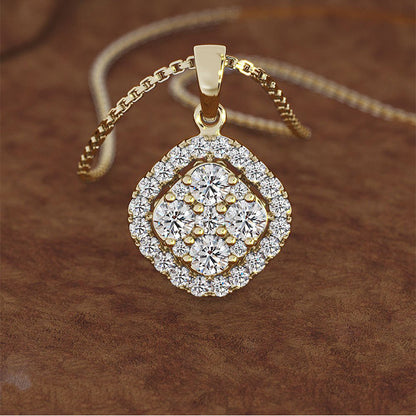 Elegant Simple Style Rhombus Sterling Silver Plating Inlay Zircon Pendant Necklace