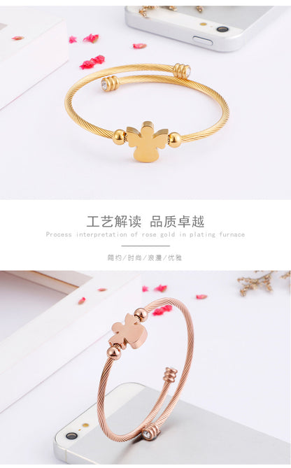 Kalen New Exquisite Titanium Ornament Japanese And Korean Style Simple Angel-shaped Zircon Bracelet Three Colors Optional