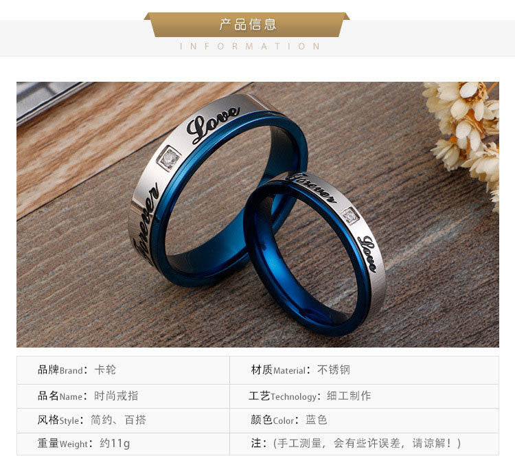 European And American Fashion New Style English Forever Love Eternal Love Inlaid Zircon Ring