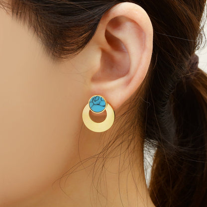 18k Gold-plated Blue Turquoise Geometric Necklace Earrings Set Wholesale Gooddiy