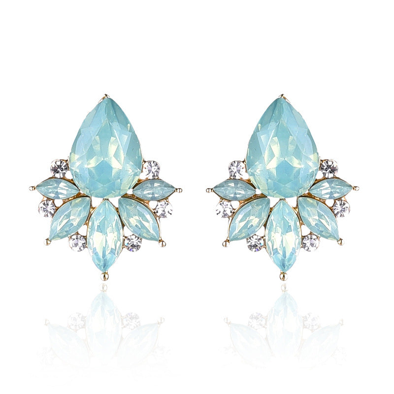 1 Pair Glam Water Droplets Inlay Alloy Artificial Crystal Drop Earrings