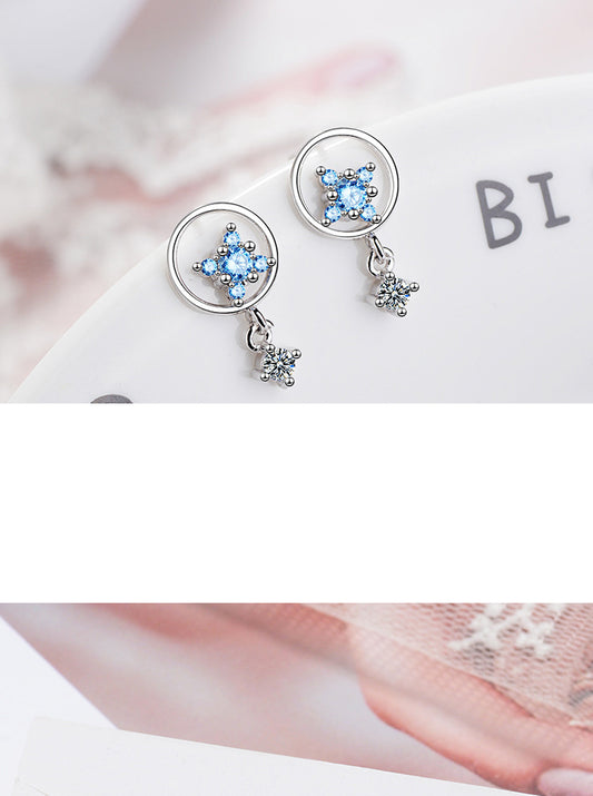 1 Pair Sweet Star Plating Inlay Copper Zircon White Gold Plated Drop Earrings