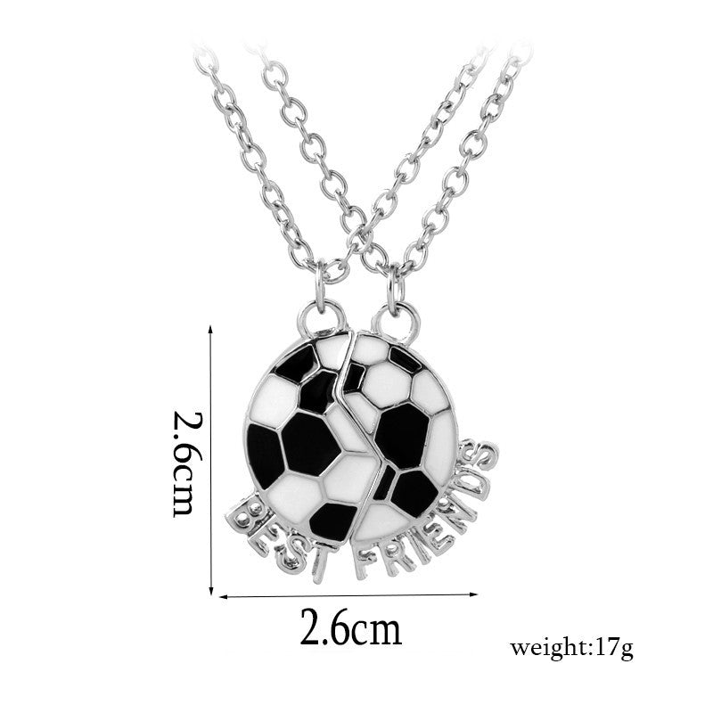 New Fashion Two-half Stitching World Cup Football Necklace Fashion Football Good Friend Pendant Necklace