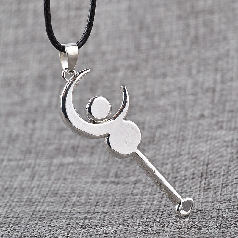 Fashion Moon Holding Star  Moon Staff Alloy Pendant Necklace Clavicle Chain