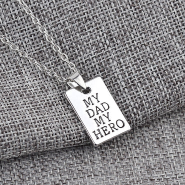 New Fashion Geometric Square Pendant Necklace Father&#39;s Day Necklace Tag Necklace Wholesale