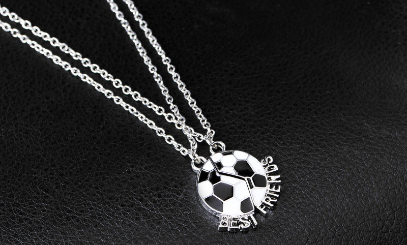 New Fashion Two-half Stitching World Cup Football Necklace Fashion Football Good Friend Pendant Necklace