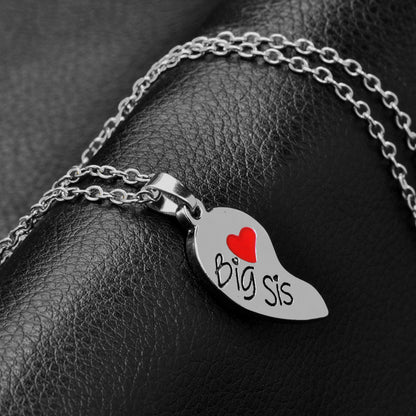 Hot-selling Fashion Good Sisters English Letter Two Petal Love Stitching Necklace Wholesale