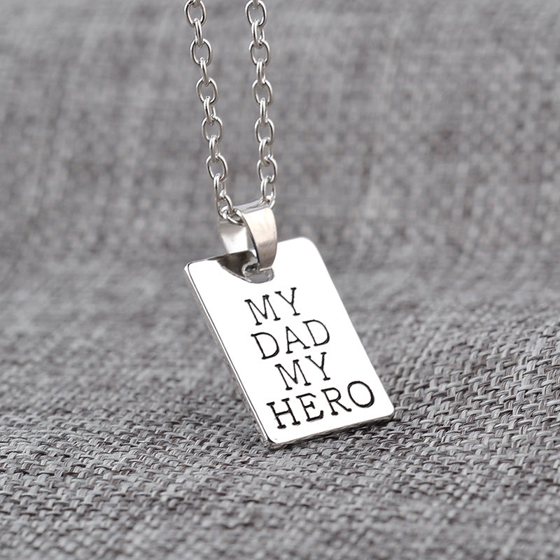 New Fashion Geometric Square Pendant Necklace Father&#39;s Day Necklace Tag Necklace Wholesale