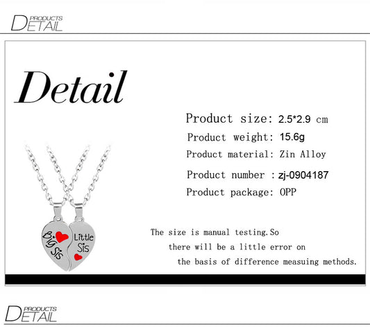 Hot-selling Fashion Good Sisters English Letter Two Petal Love Stitching Necklace Wholesale