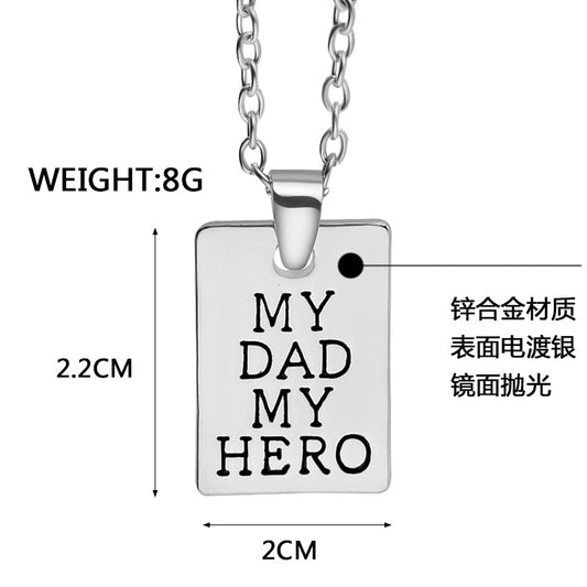 New Fashion Geometric Square Pendant Necklace Father&#39;s Day Necklace Tag Necklace Wholesale