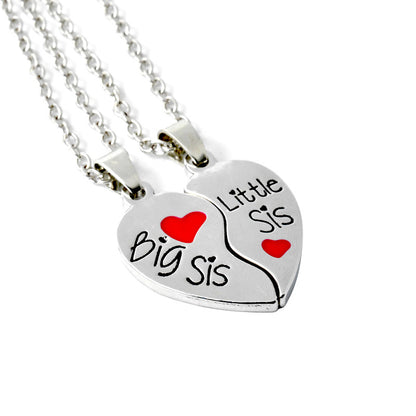 Hot-selling Fashion Good Sisters English Letter Two Petal Love Stitching Necklace Wholesale