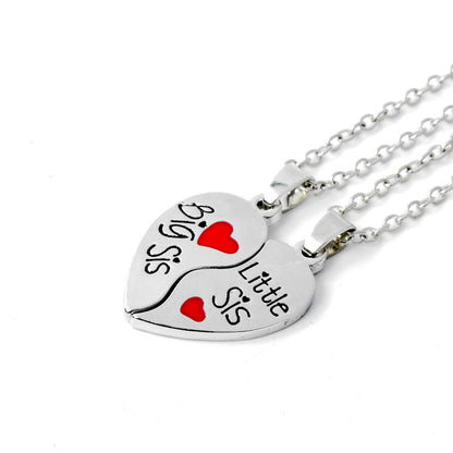 Hot-selling Fashion Good Sisters English Letter Two Petal Love Stitching Necklace Wholesale